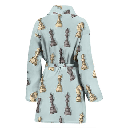 Chess Pattern Print Design 02 Women Bathrobe