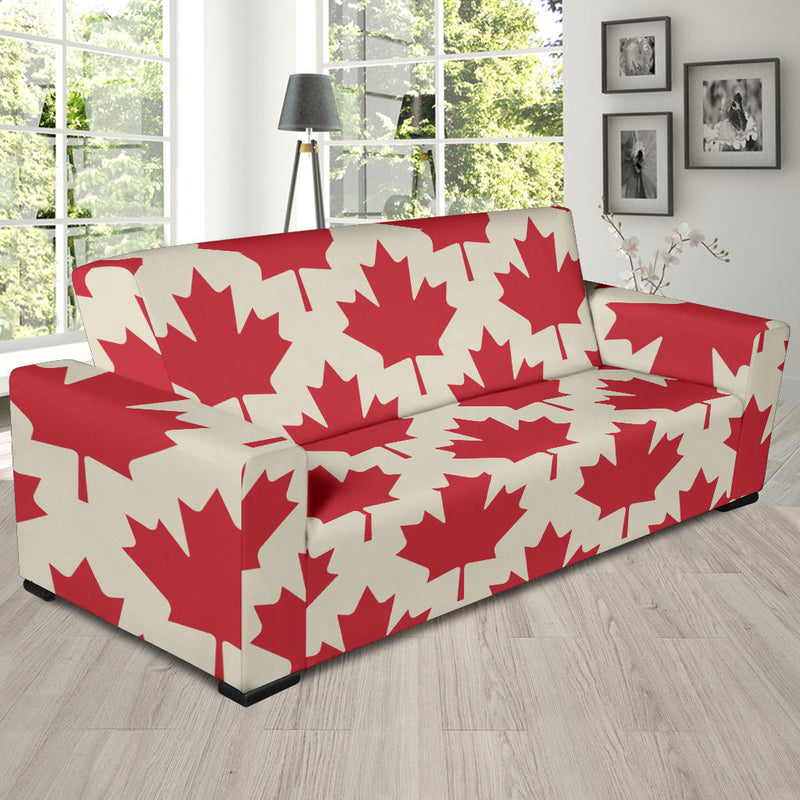 Maple Leaf Pattern Print Design 03 Sofa Slipcover