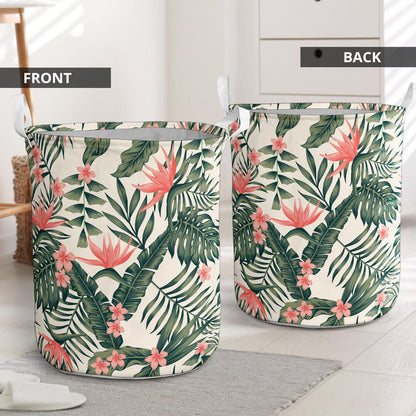 Tropical Flower Palm Leaves Laundry Basket