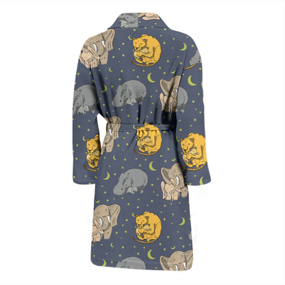 Safari Elephant Lion Print Design LKS303 Men Bathrobe