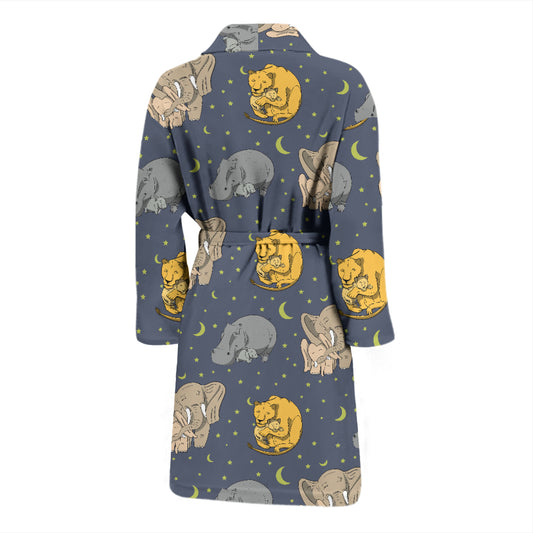 Safari Elephant Lion Print Design LKS303 Men Bathrobe