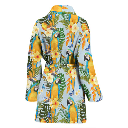 Parrot Pattern Print Design A04 Women Bathrobe