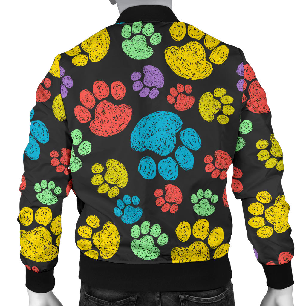 Paw Colorful Print Men Bomber Jacket