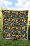 Paw Colorful Print Quilt Bedspread