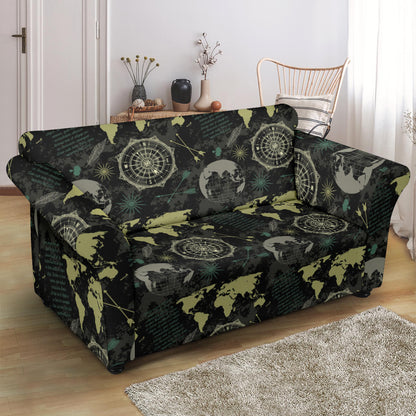 World Map Print Design LKS303 Loveseat Couch Slipcover