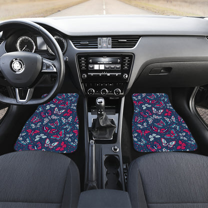 Butterfly Red Deep Blue Print Pattern Car Floor Mats Front Back