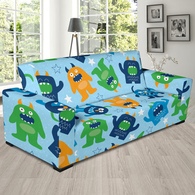 Monster Cartoon Pattern Print Design 04 Sofa Slipcover