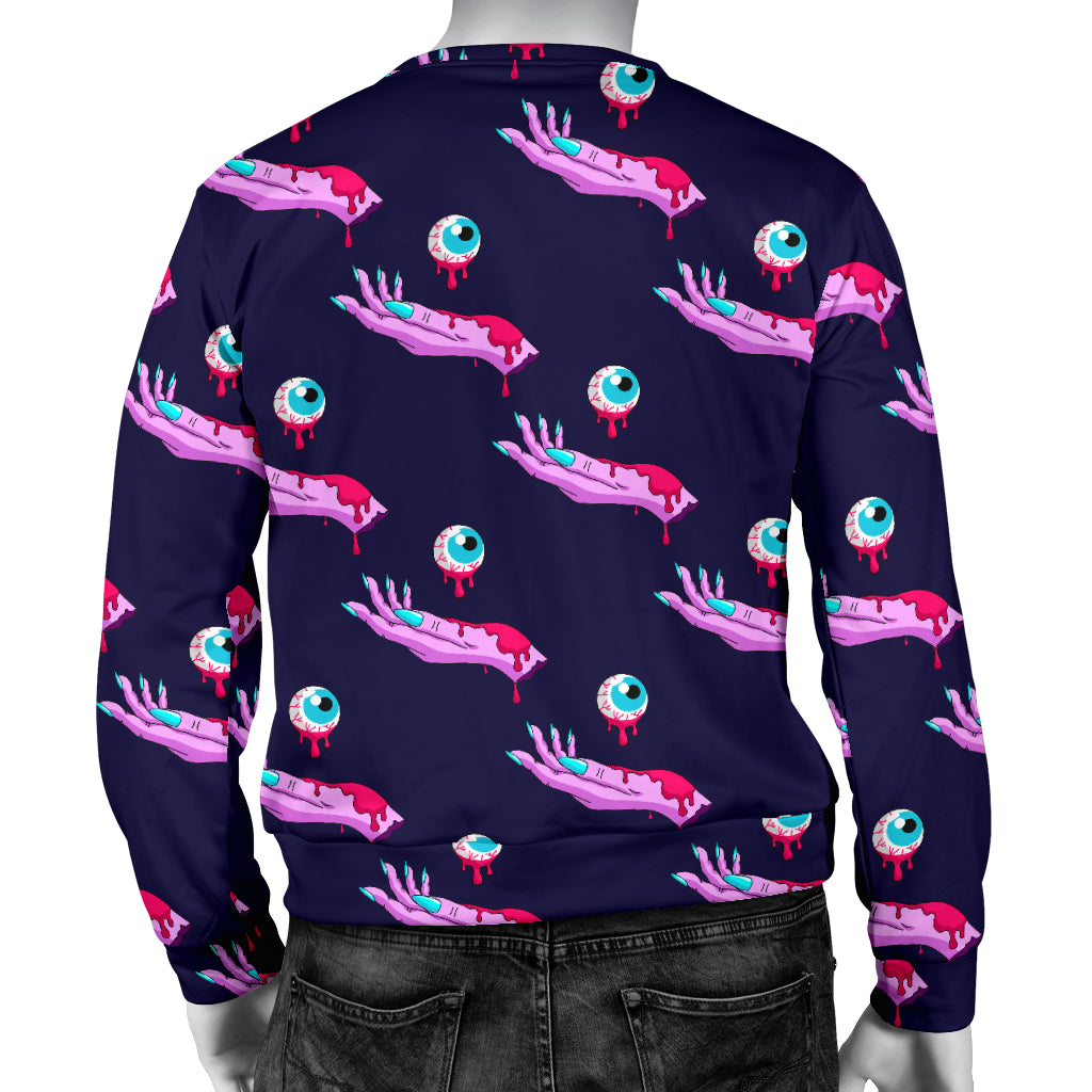 Zombie Pink Hand Design Pattern Print Men Long Sleeve Sweatshirt