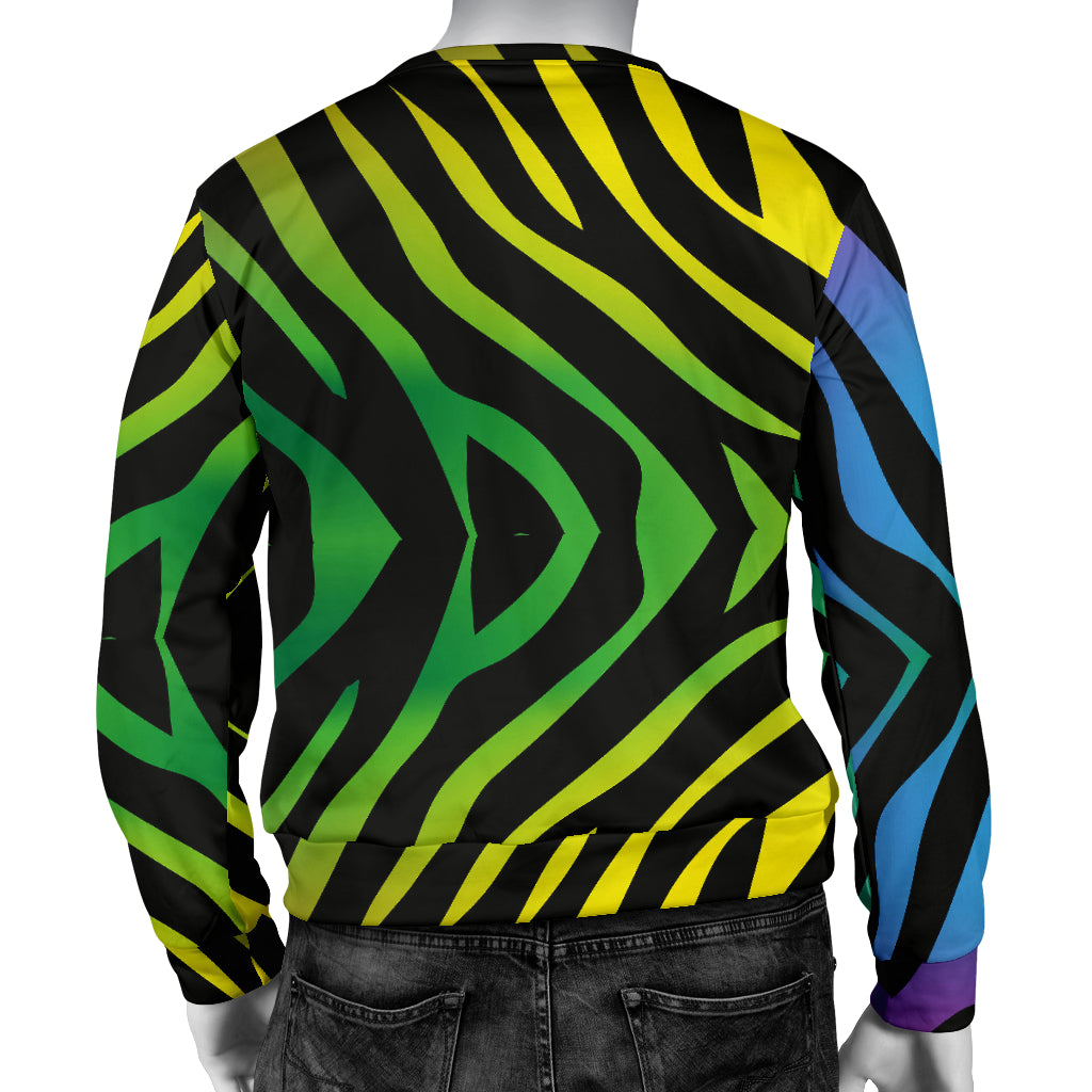Rainbow Zebra Themed Print Men Long Sleeve Sweatshirt