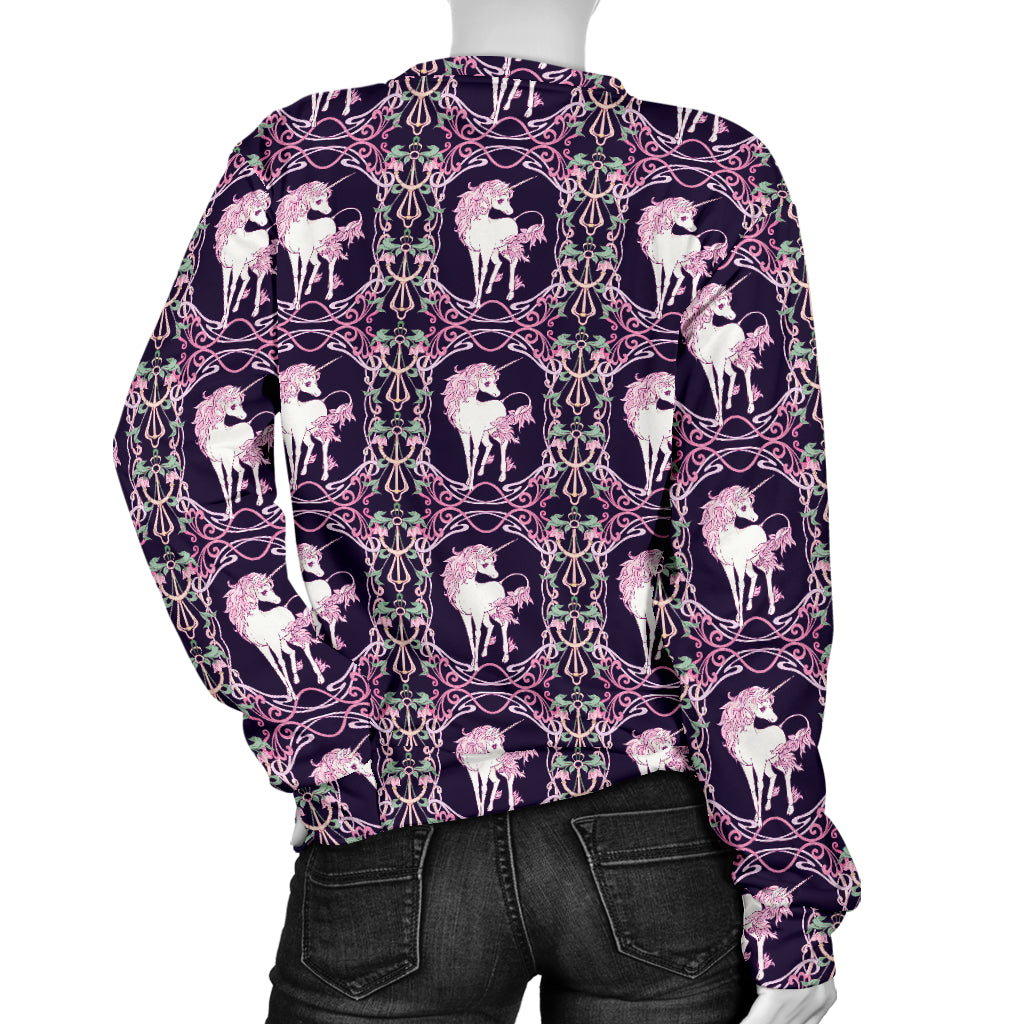 Unicorn Fantastic Flower Women Long Sleeve Sweatshirt