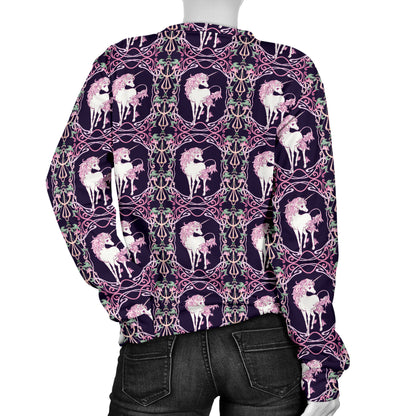 Unicorn Fantastic Flower Women Long Sleeve Sweatshirt