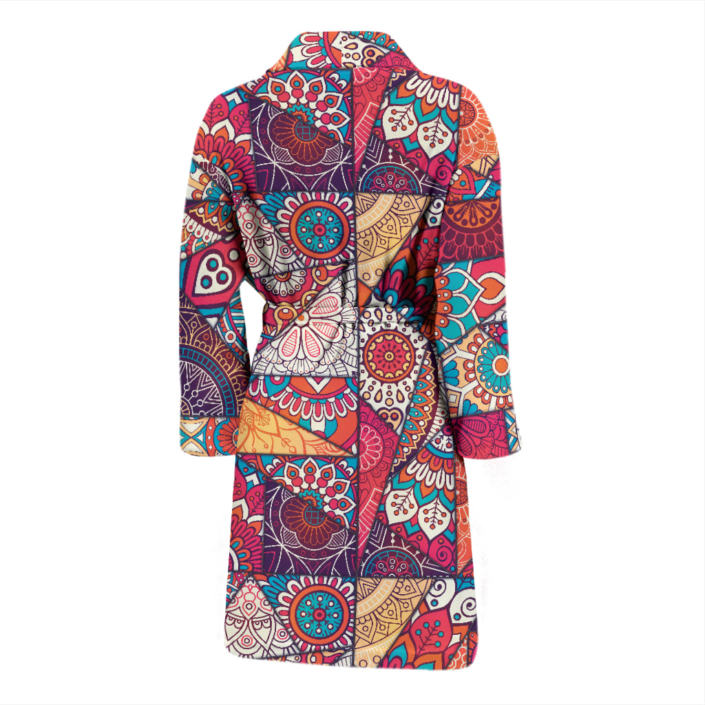 Patchwork Print Design LKS401 Men Bathrobe