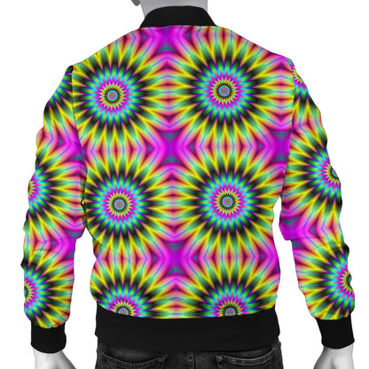 Optical illusion Flower Rainbow Style Men Bomber Jacket