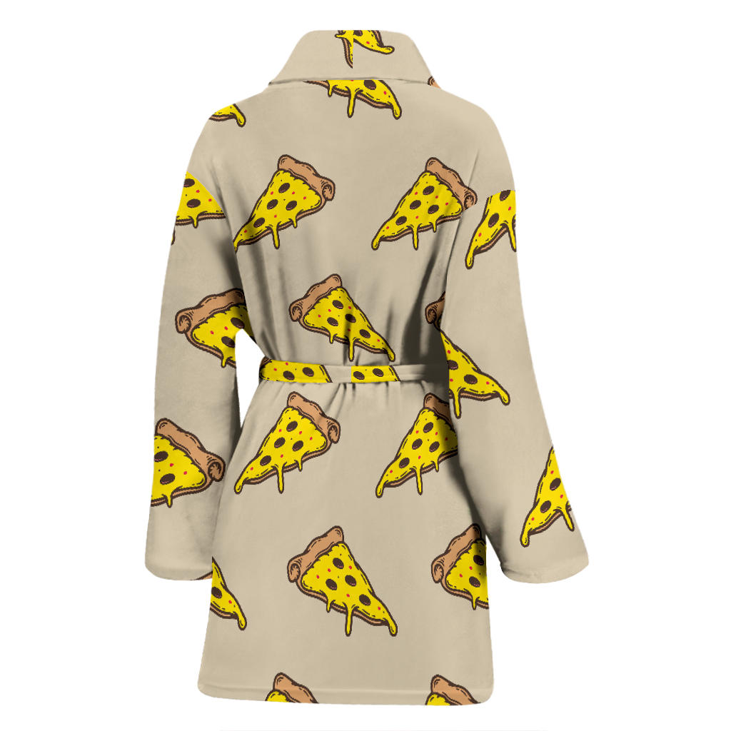 Pizza Pattern Print Design A04 Women Bathrobe