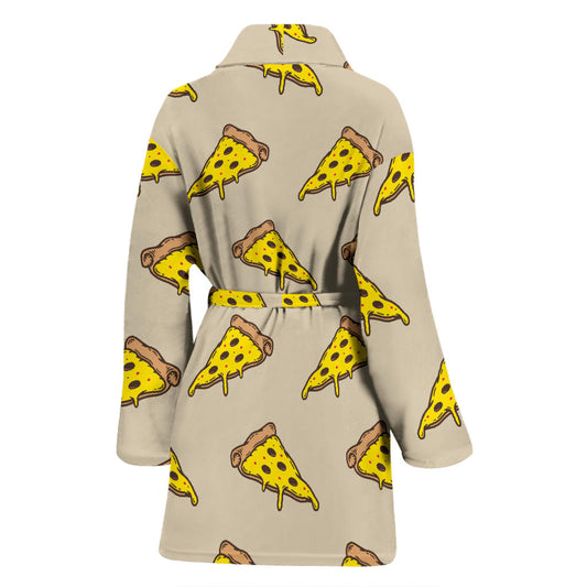 Pizza Pattern Print Design A04 Women Bathrobe