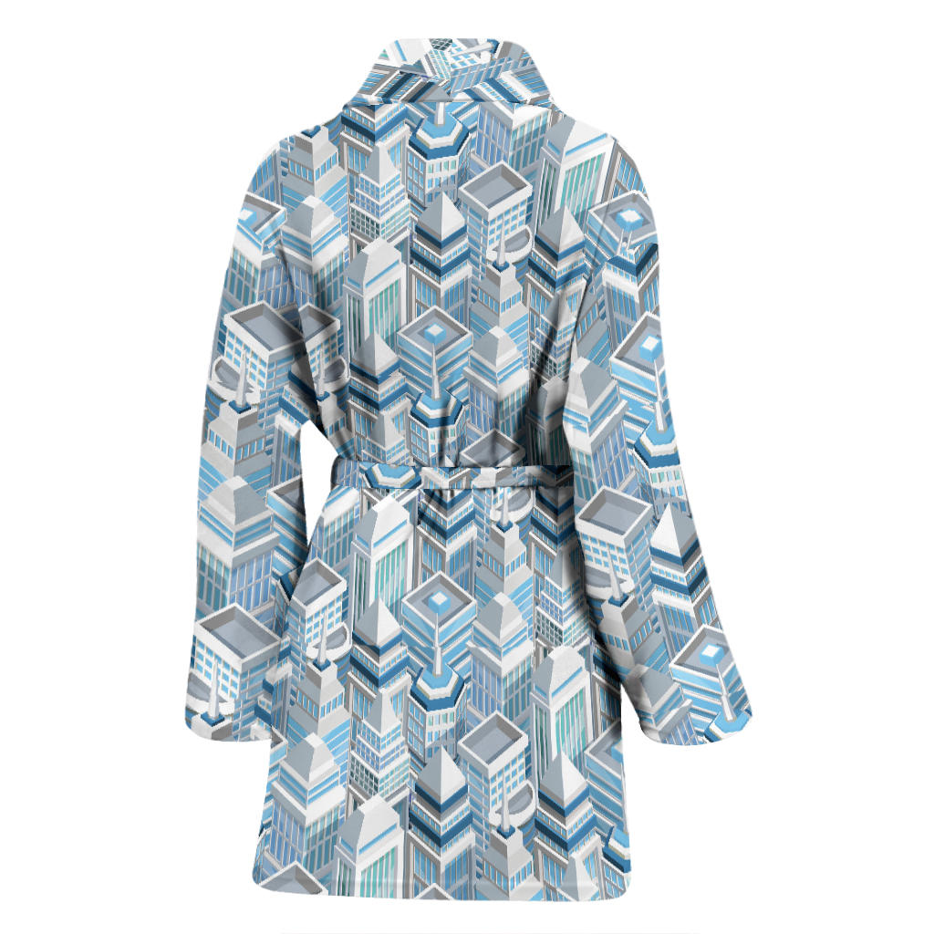 City Pattern Print Design 03 Women Bathrobe
