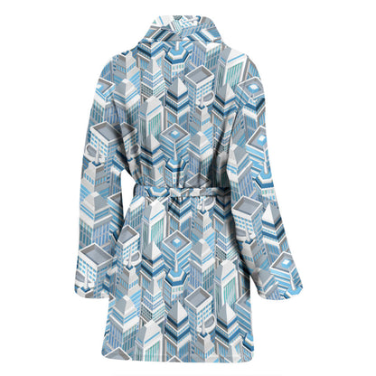 City Pattern Print Design 03 Women Bathrobe