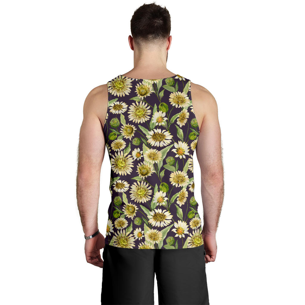 Daisy Vintage Print Pattern Men Tank Top