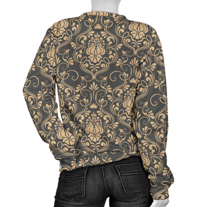 Damask Elegant Luxury Print Pattern Women Long Sleeve Sweatshirt