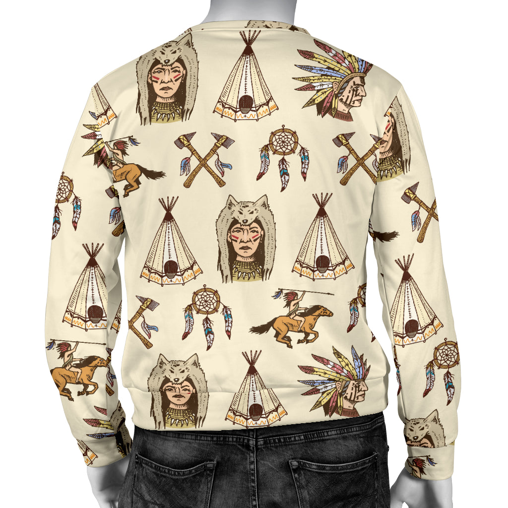 Native Indian Pattern Design Print Men Long Sleeve Sweatshirt