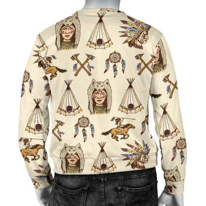 Native Indian Pattern Design Print Men Long Sleeve Sweatshirt