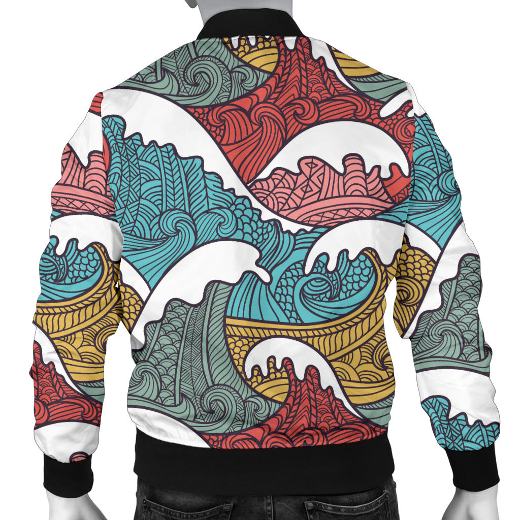 Tribal Wave Pattern Print Men Bomber Jacket