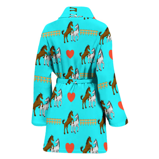 Horse Couple Love Print Design LKS309 Women Bathrobe
