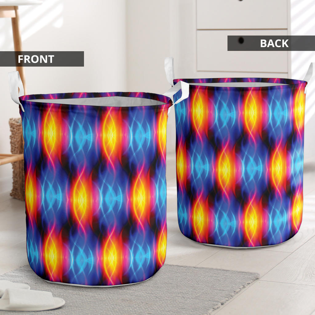 Flame Fire Blue Design Print Laundry Basket