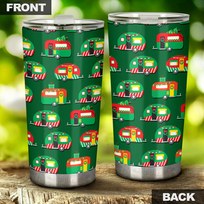 Camper Camping Christmas Themed Print Tumbler