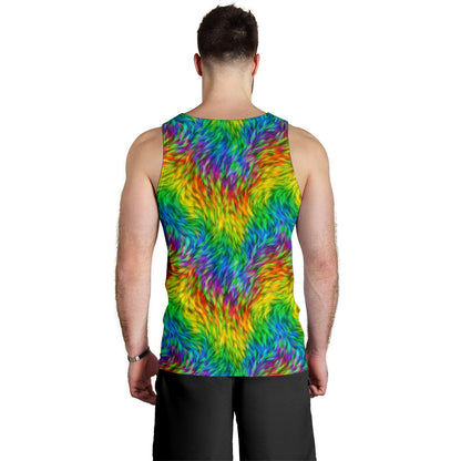 Rainbow Fur Design Print Men Tank Top