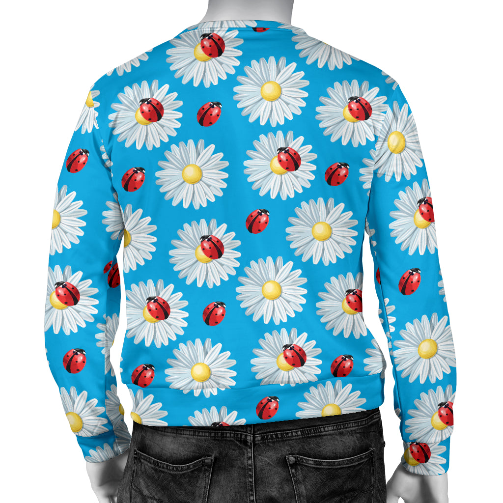 Ladybug with Daisy Themed Print Pattern Men Long Sleeve Sweatshirt