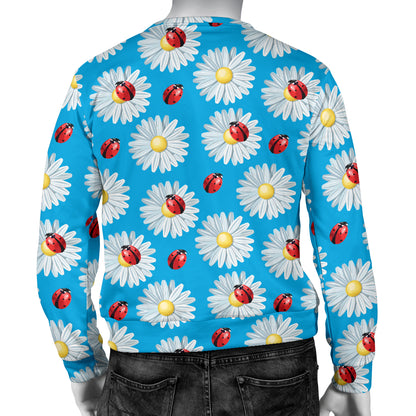 Ladybug with Daisy Themed Print Pattern Men Long Sleeve Sweatshirt