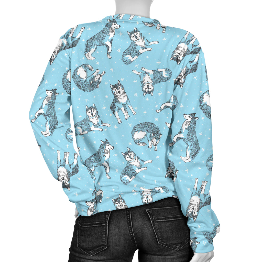 Wolf Design Print Pattern Women Long Sleeve Sweatshirt