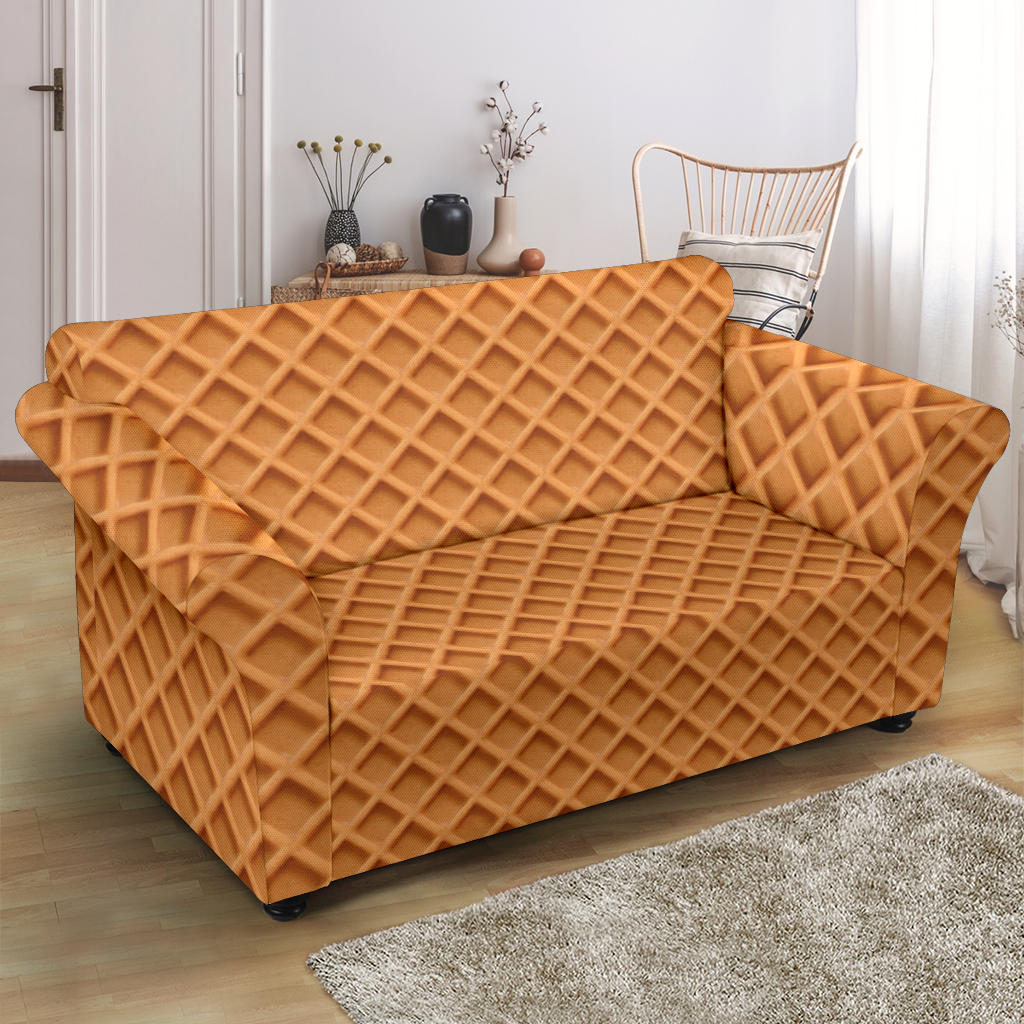 Waffle Texture Print Design LKS301 Loveseat Couch Slipcover