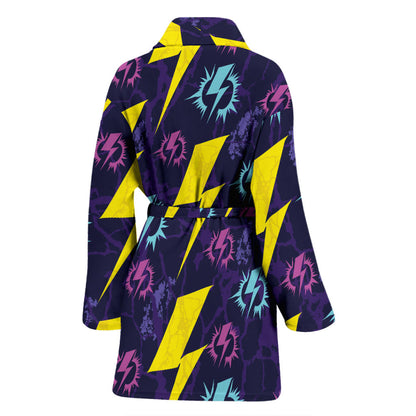 Lightning Thunder Pattern Print Design 01 Women Bathrobe