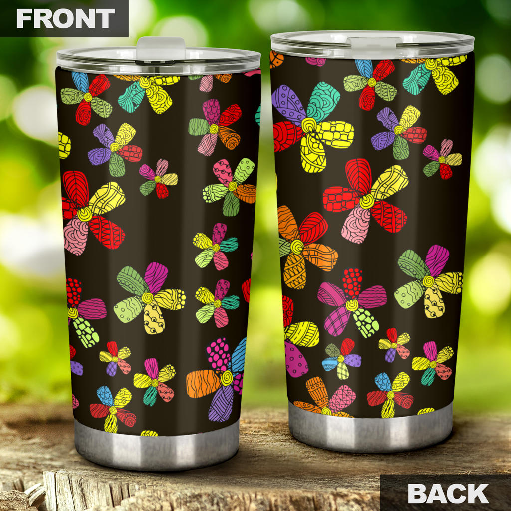 Flower Power Colorful Print Pattern Tumbler