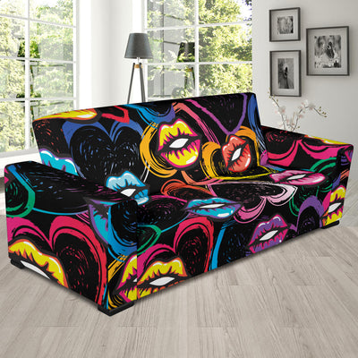 Pop Art Lip Pattern Print Design A03 Sofa Slipcover