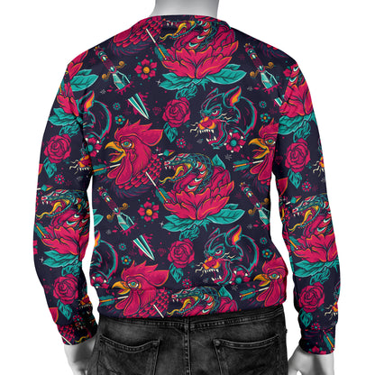 Old School Tattoo Print Men Long Sleeve Sweatshirt