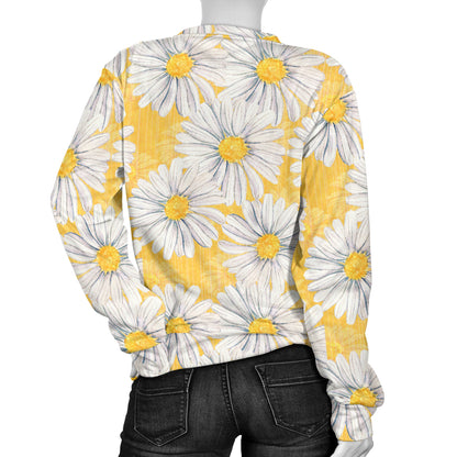 Daisy Yellow Watercolor Print Pattern Women Long Sleeve Sweatshirt