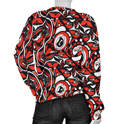 Native North American Themed Print Women Long Sleeve Sweatshirt
