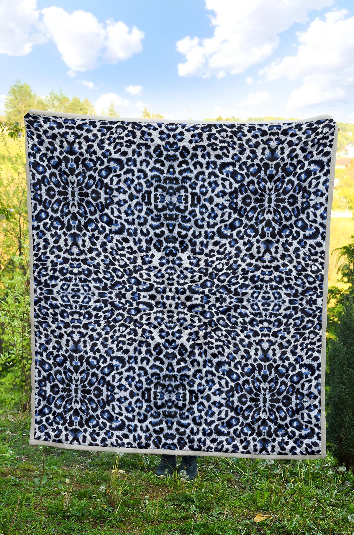 Leopard Blue Skin Print Quilt Bedspread