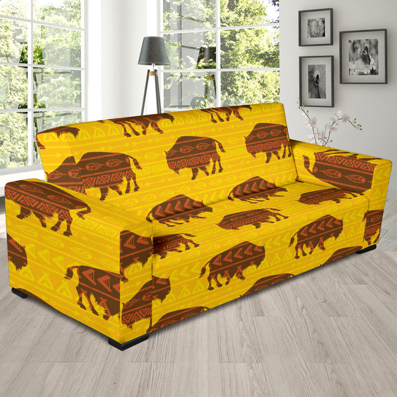 Bison Native Pattern Print Design 01 Sofa Slipcover