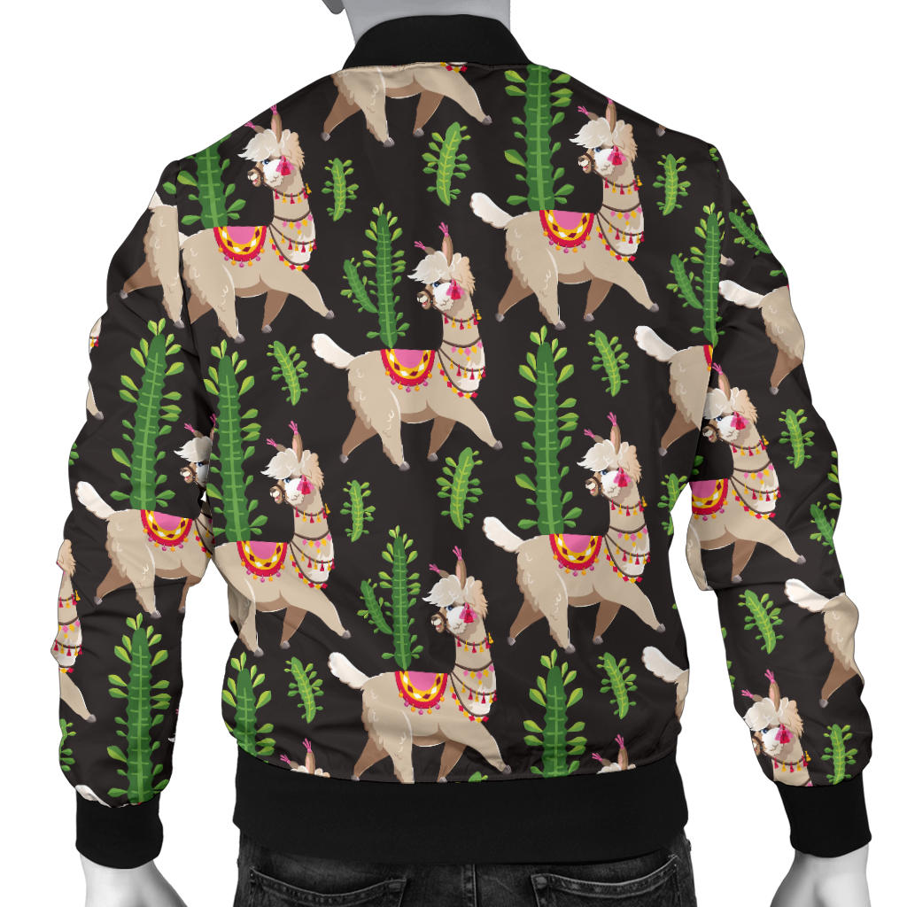 Alpaca Cactus Design Themed Print Men Bomber Jacket