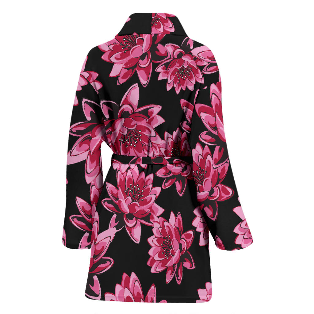 Lotus Pattern Print Design 03 Women Bathrobe