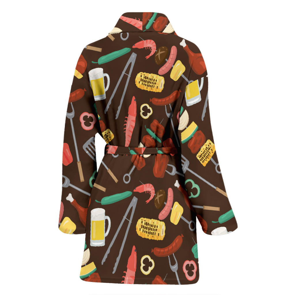 Barbecue Pattern Print Design 05 Women Bathrobe
