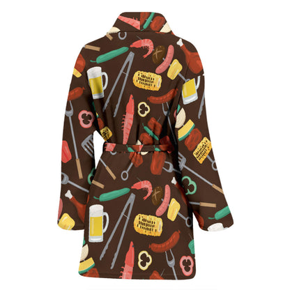 Barbecue Pattern Print Design 05 Women Bathrobe