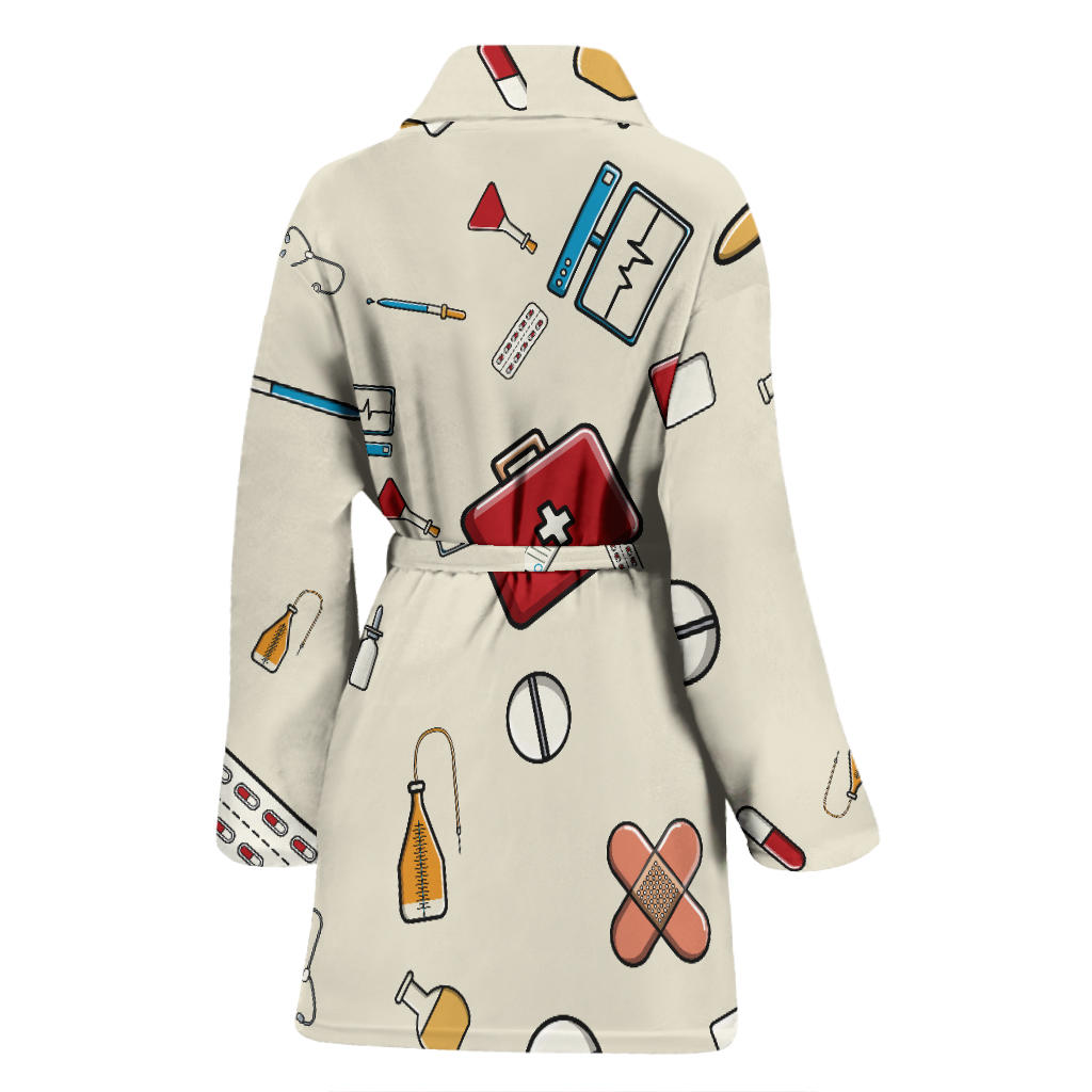 Nurse Pattern Print Design A04 Women Bathrobe