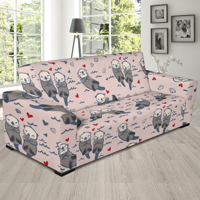 Sea Otter Pattern Print Design 02 Sofa Slipcover