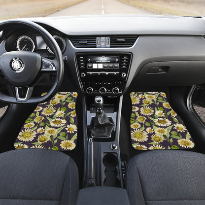 Daisy Vintage Print Pattern Car Floor Mats Front Back