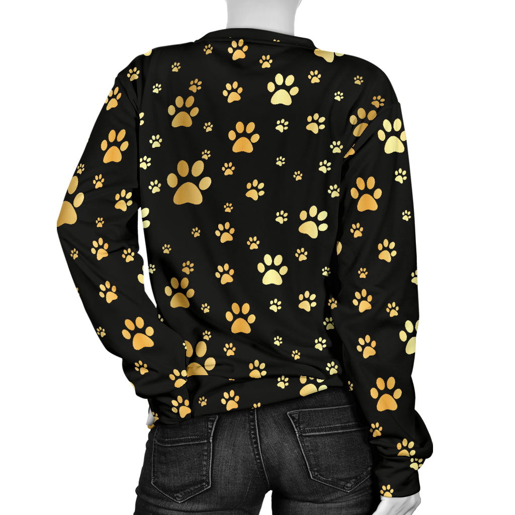 Paw Gold Print Women Long Sleeve Sweatshirt